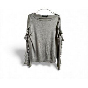 Lauren Ralph Lauren Gray Ruffle Sleeve Sweater Women’s Medium Modal Silk Blend